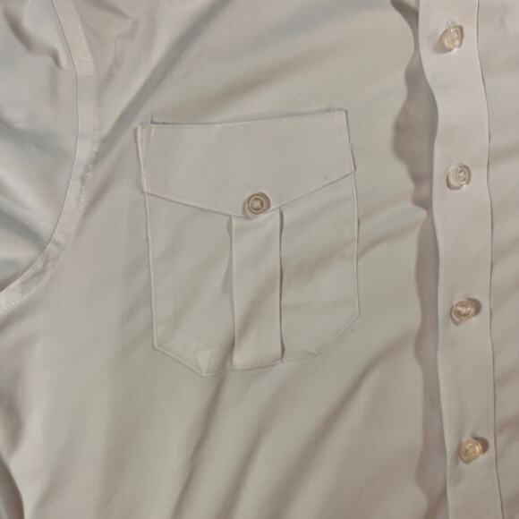 A Cut Above Men's Short Sleeve Pilot Shirt - White - Tapered Fit - Brooks SZ 18 - Picture 3 of 9